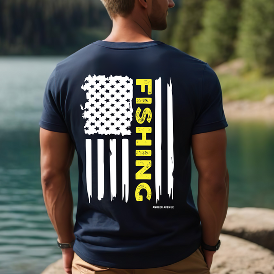 Fishing American Flag T-Shirt